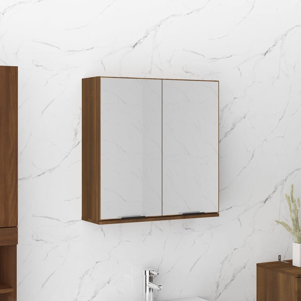 vidaXL Bathroom Mirror Cabinet Brown Oak 64x20x67 cm