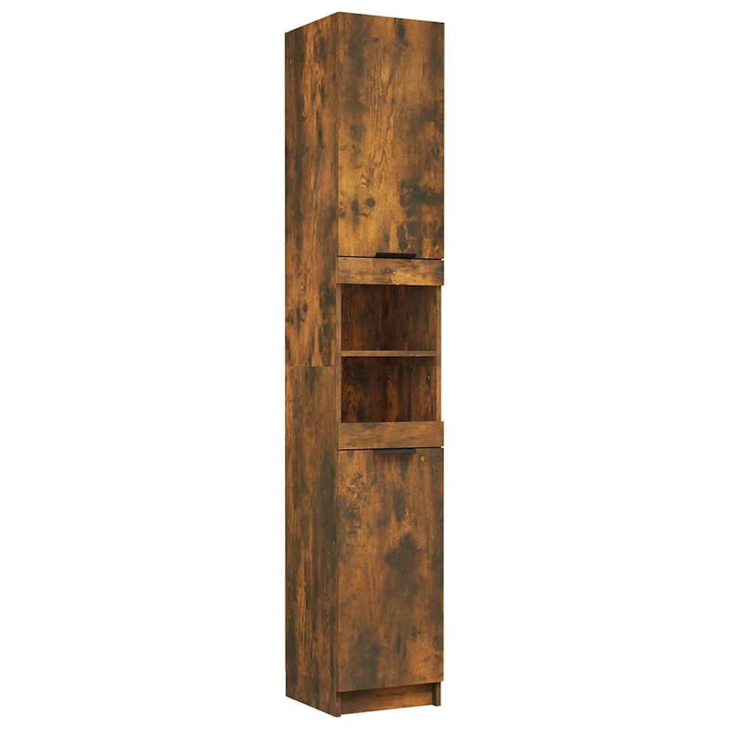 Bathroom Cabinet Smoked Oak 32x34x188,5 cm Engineered Wood