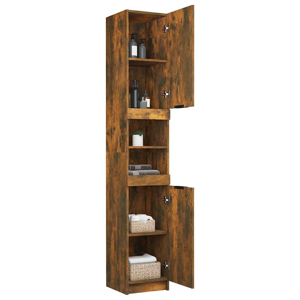 Bathroom Cabinet Smoked Oak 32x34x188,5 cm Engineered Wood