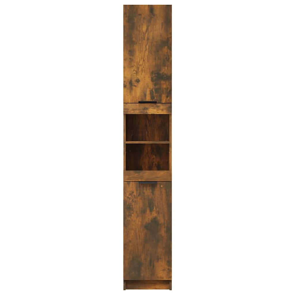 Bathroom Cabinet Smoked Oak 32x34x188,5 cm Engineered Wood