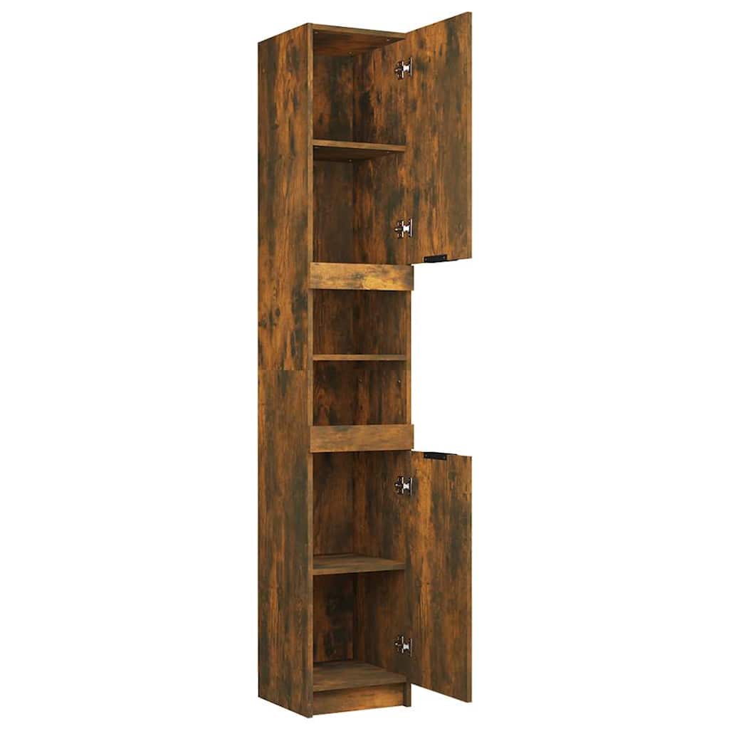 Bathroom Cabinet Smoked Oak 32x34x188,5 cm Engineered Wood