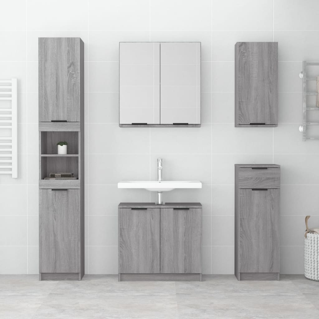 vidaXL Bathroom Cabinet Grey Sonoma 32x34x188.5 cm Engineered Wood