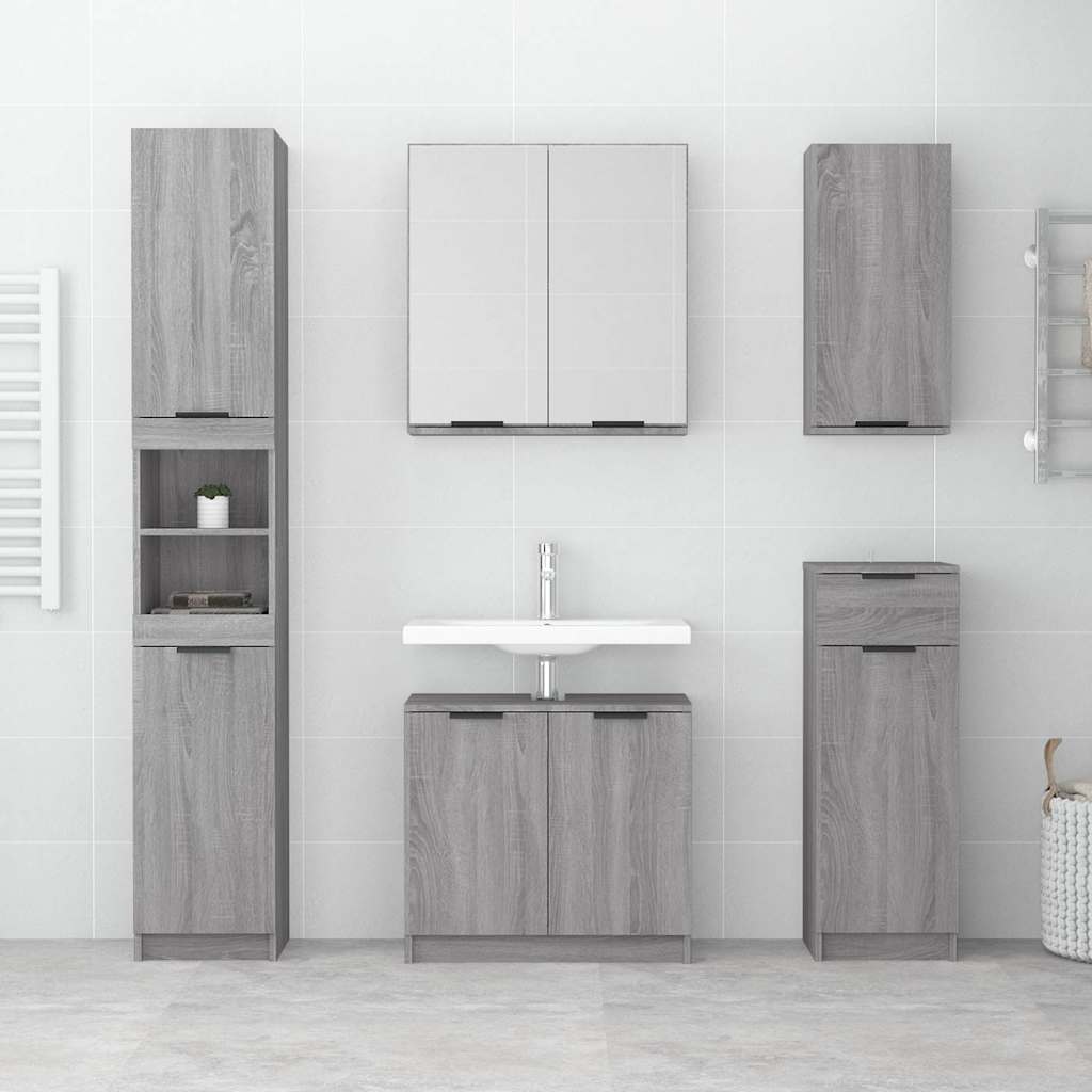 Bathroom Cabinet Grey Sonoma 32x34x188,5 cm Engineered Wood