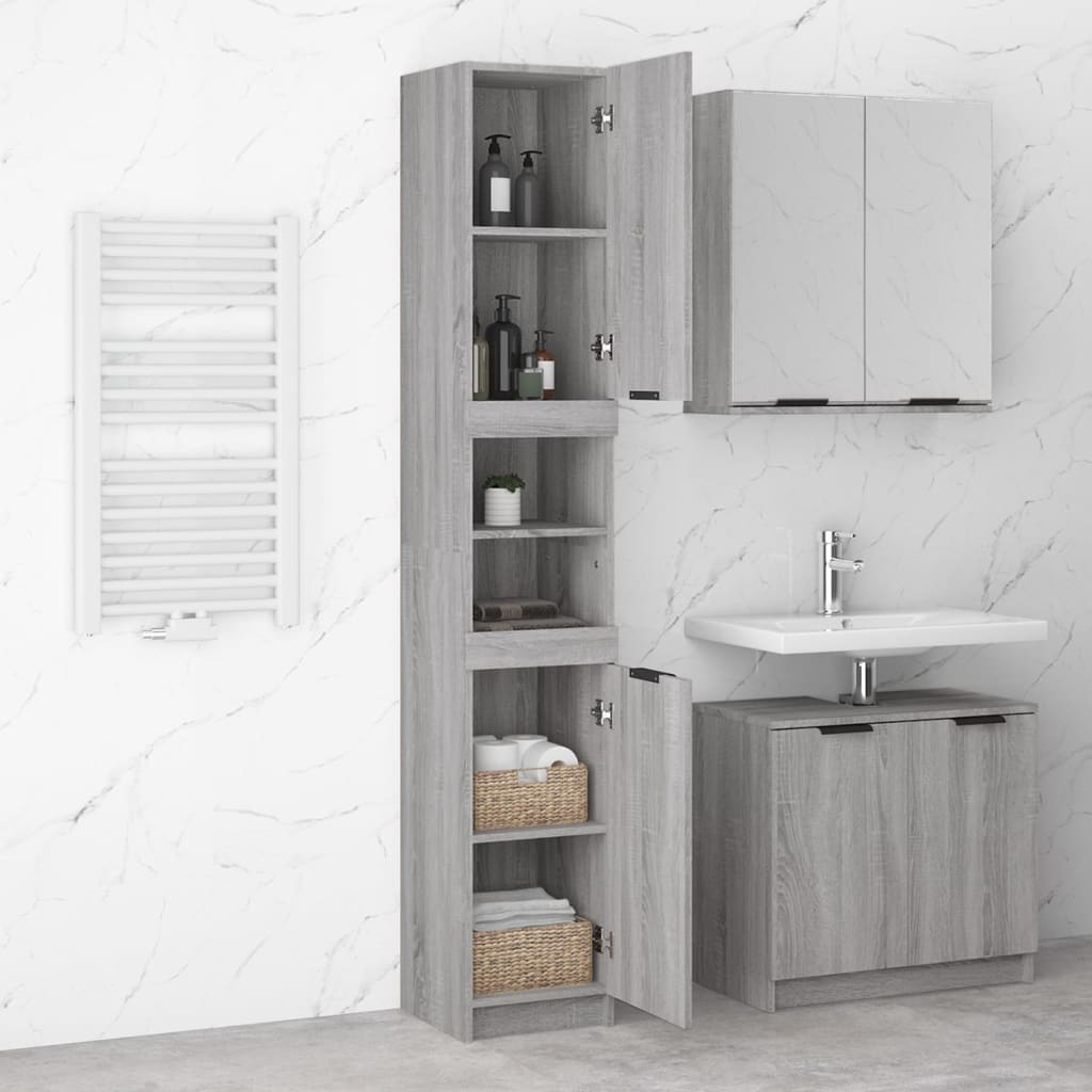 vidaXL Bathroom Cabinet Grey Sonoma 32x34x188.5 cm Engineered Wood