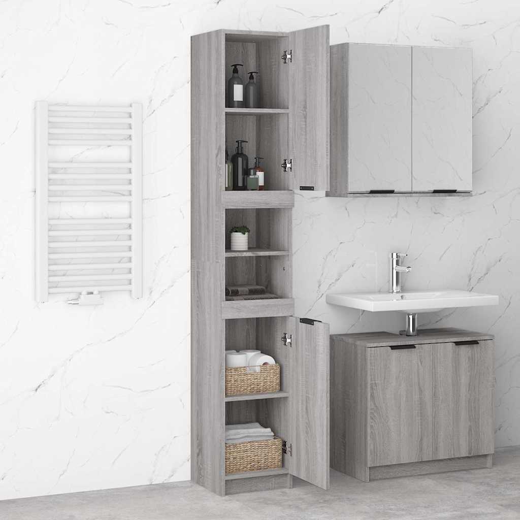 Bathroom Cabinet Grey Sonoma 32x34x188,5 cm Engineered Wood