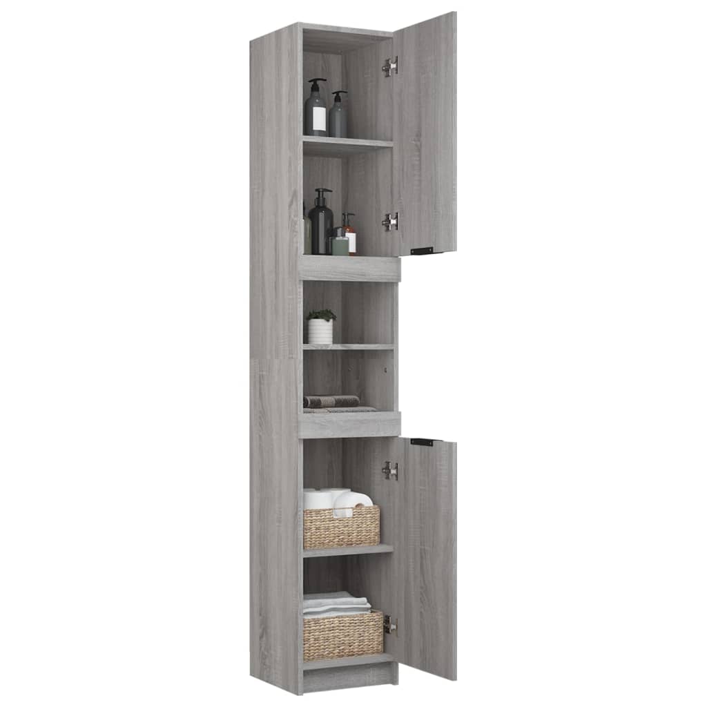 vidaXL Bathroom Cabinet Grey Sonoma 32x34x188.5 cm Engineered Wood