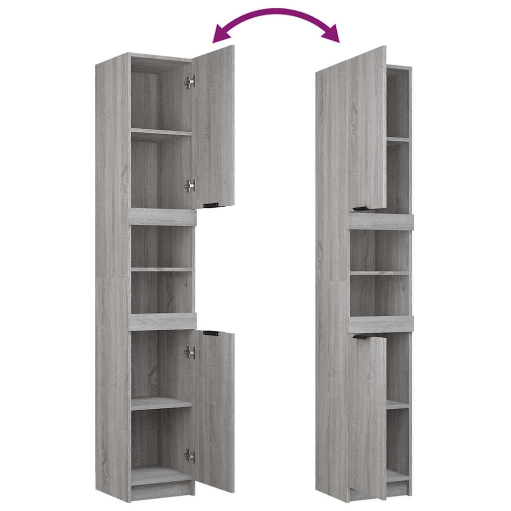 Bathroom Cabinet Grey Sonoma 32x34x188,5 cm Engineered Wood