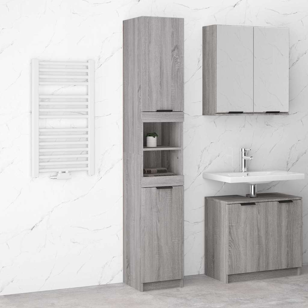 Bathroom Cabinet Grey Sonoma 32x34x188,5 cm Engineered Wood