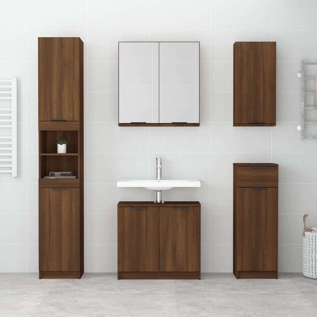 vidaXL Bathroom Cabinet Brown Oak 32x34x188.5 cm Engineered Wood