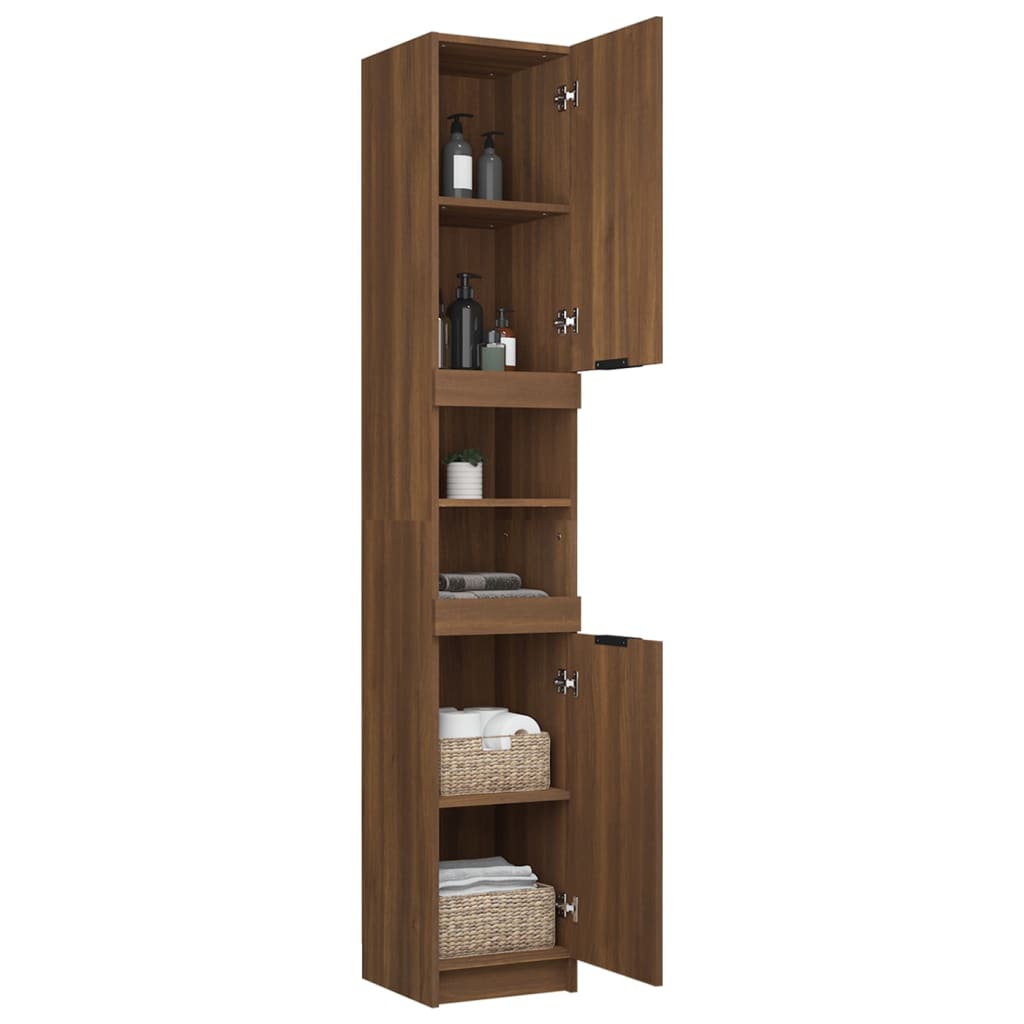 vidaXL Bathroom Cabinet Brown Oak 32x34x188.5 cm Engineered Wood