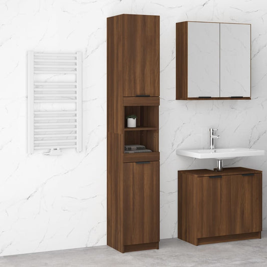 vidaXL Bathroom Cabinet Brown Oak 32x34x188.5 cm Engineered Wood