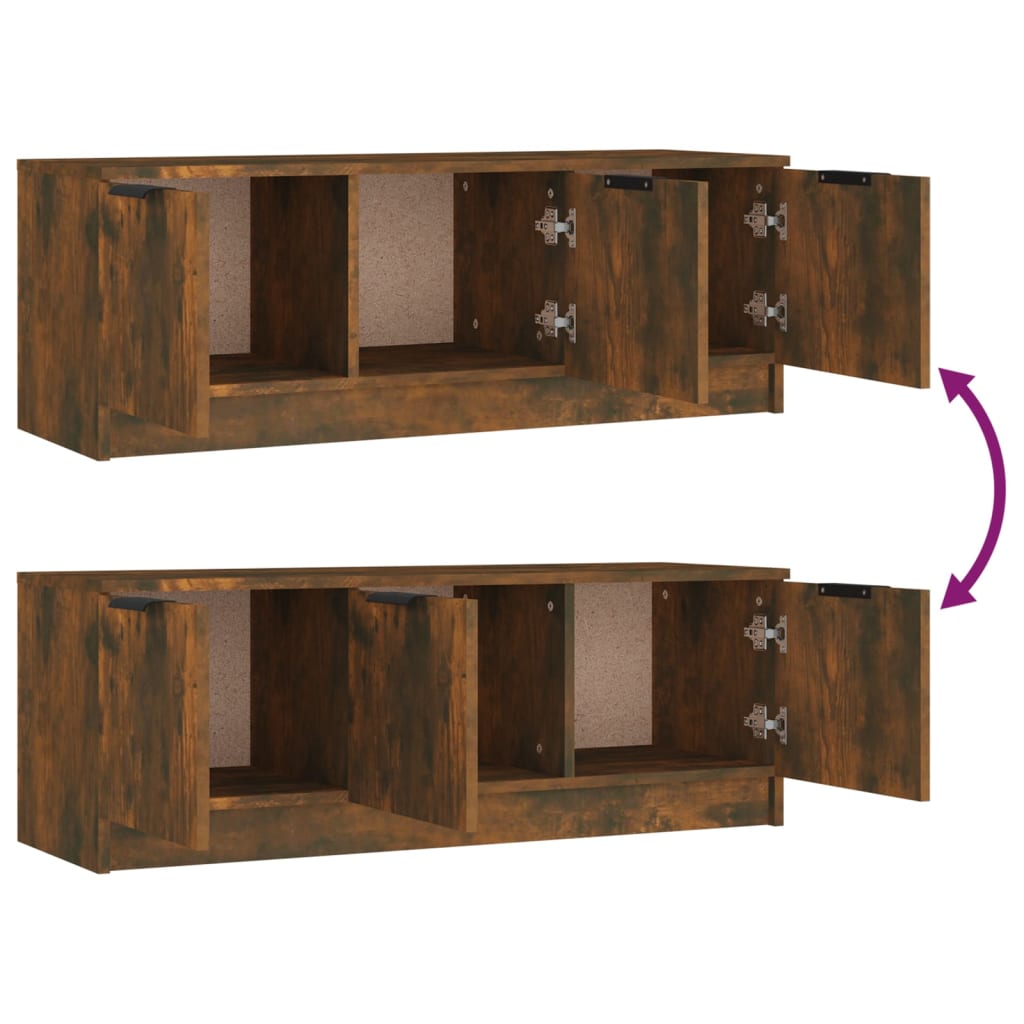 TV Cabinet Smoked Oak 102x35x36.5 cm Engineered Wood