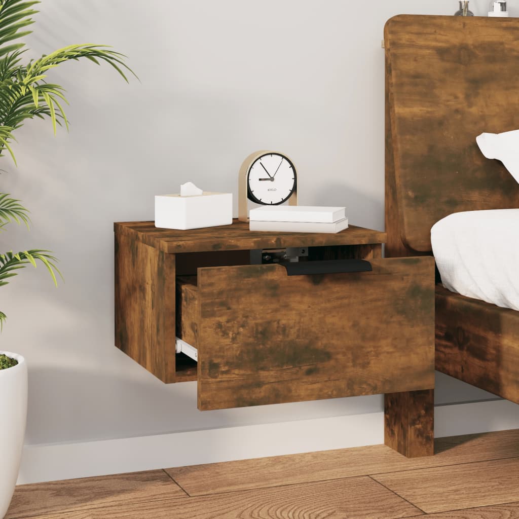 vidaXL Wall-mounted Bedside Cabinet Smoked Oak 34x30x20 cm