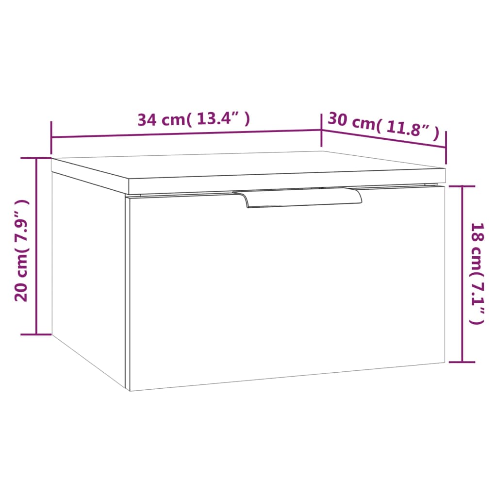 vidaXL Wall-mounted Bedside Cabinet Smoked Oak 34x30x20 cm