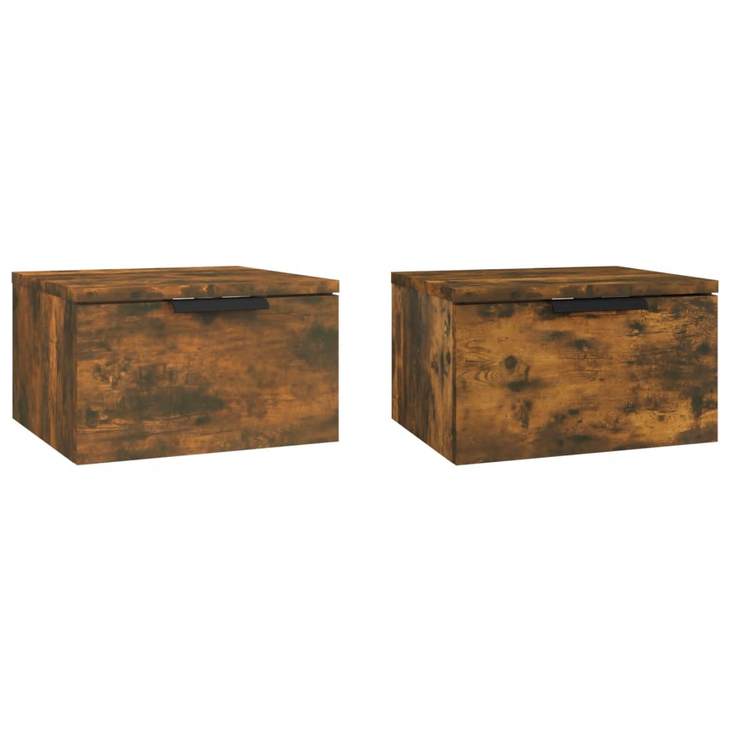 vidaXL Wall-mounted Bedside Cabinets 2 pcs Smoked Oak 34x30x20 cm