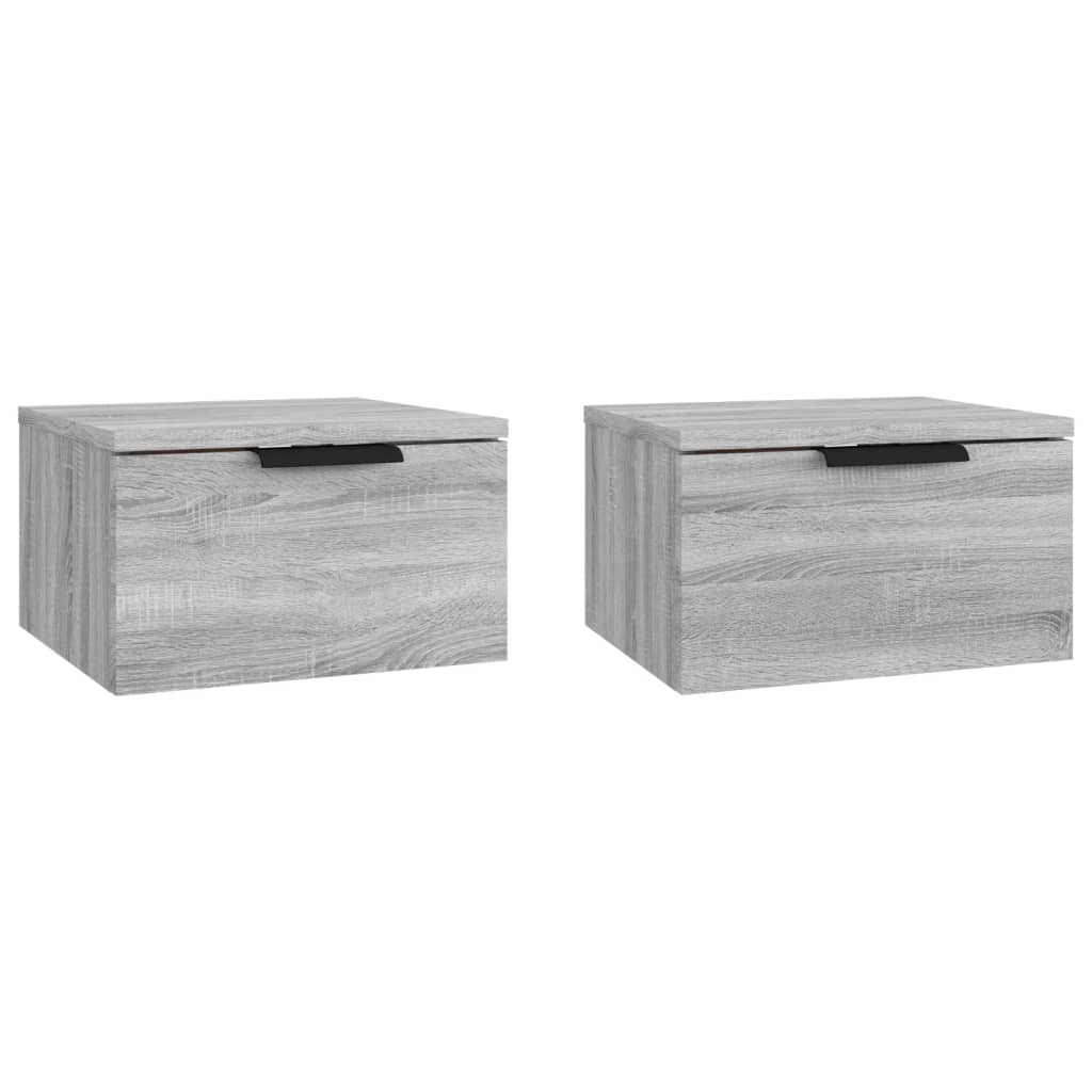 vidaXL Wall-mounted Bedside Cabinets 2 pcs Grey Sonoma 34x30x20 cm