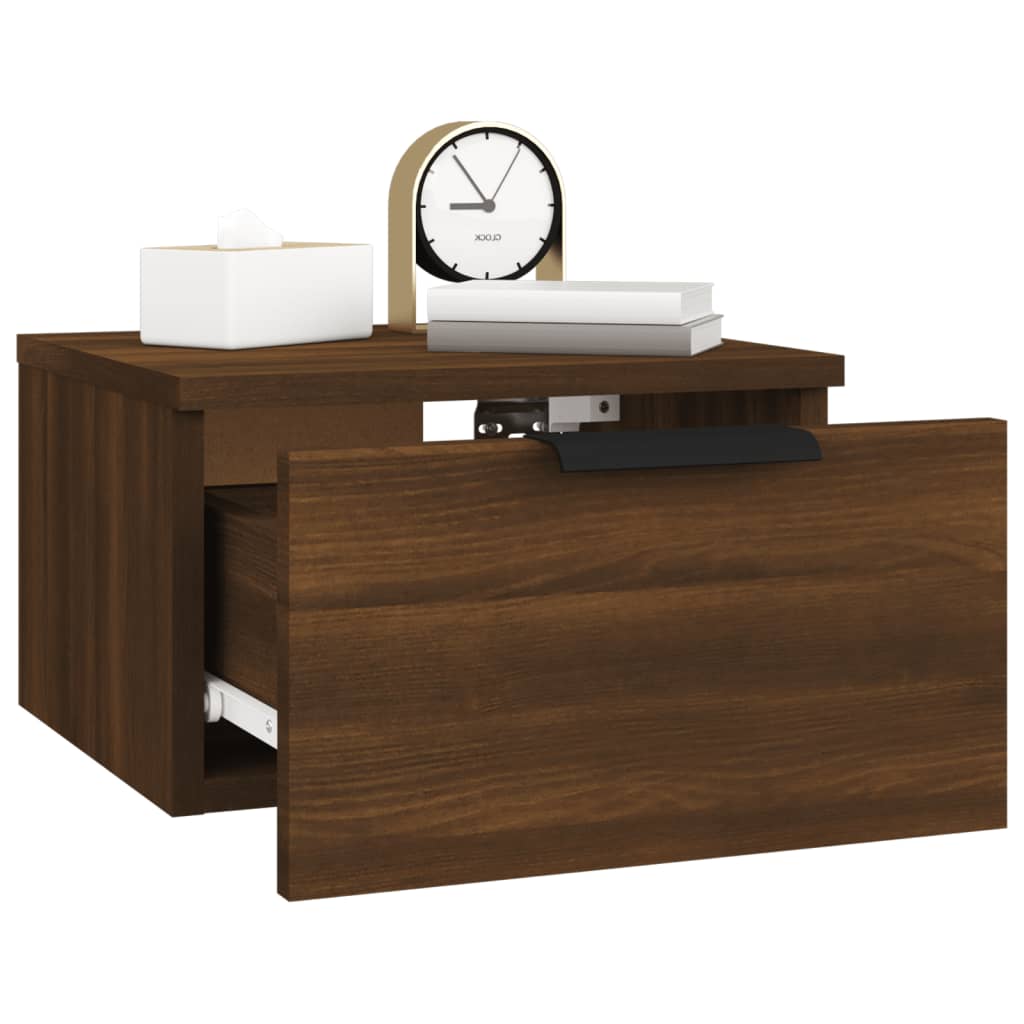 vidaXL Wall-mounted Bedside Cabinets 2 pcs Brown Oak 34x30x20 cm