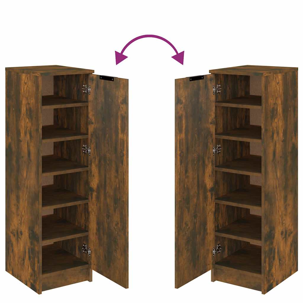 Shoe Cabinet Smoked Oak 30x35x100 cm Engineered Wood