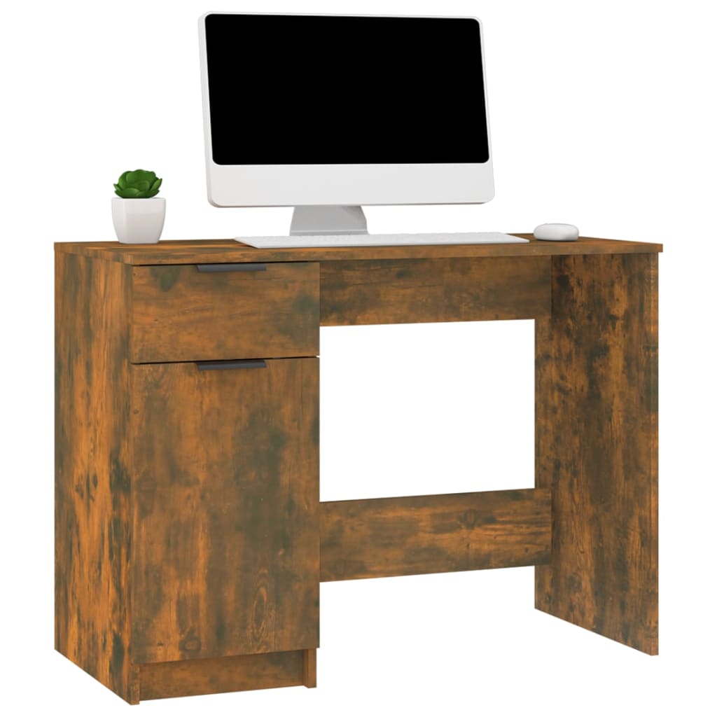 vidaXL Desk Smoked Oak 100x50x75 cm Engineered Wood