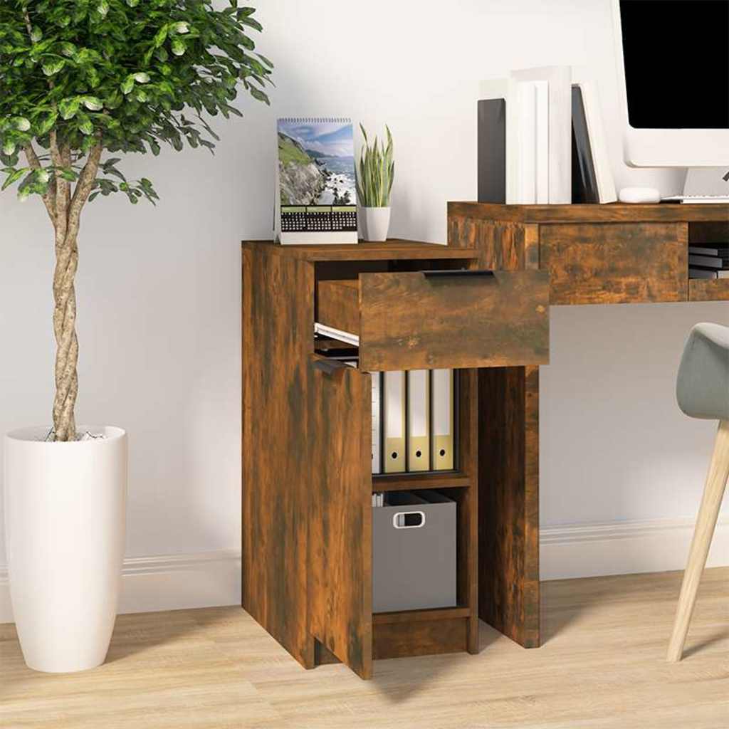 Desk Cabinet Smoked Oak 33,5x50x75 cm Engineered Wood