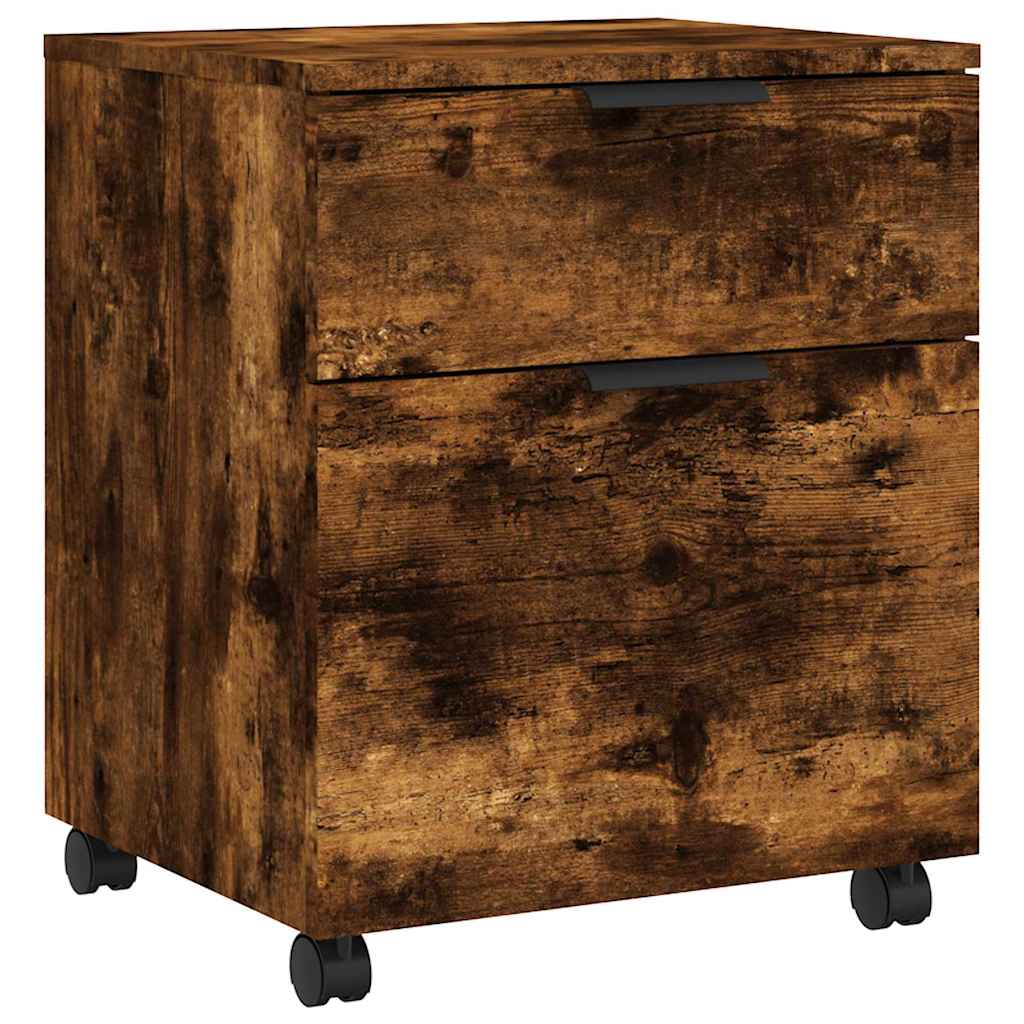 Mobile File Cabinet with Wheels Smoked Oak 45x38x54 cm