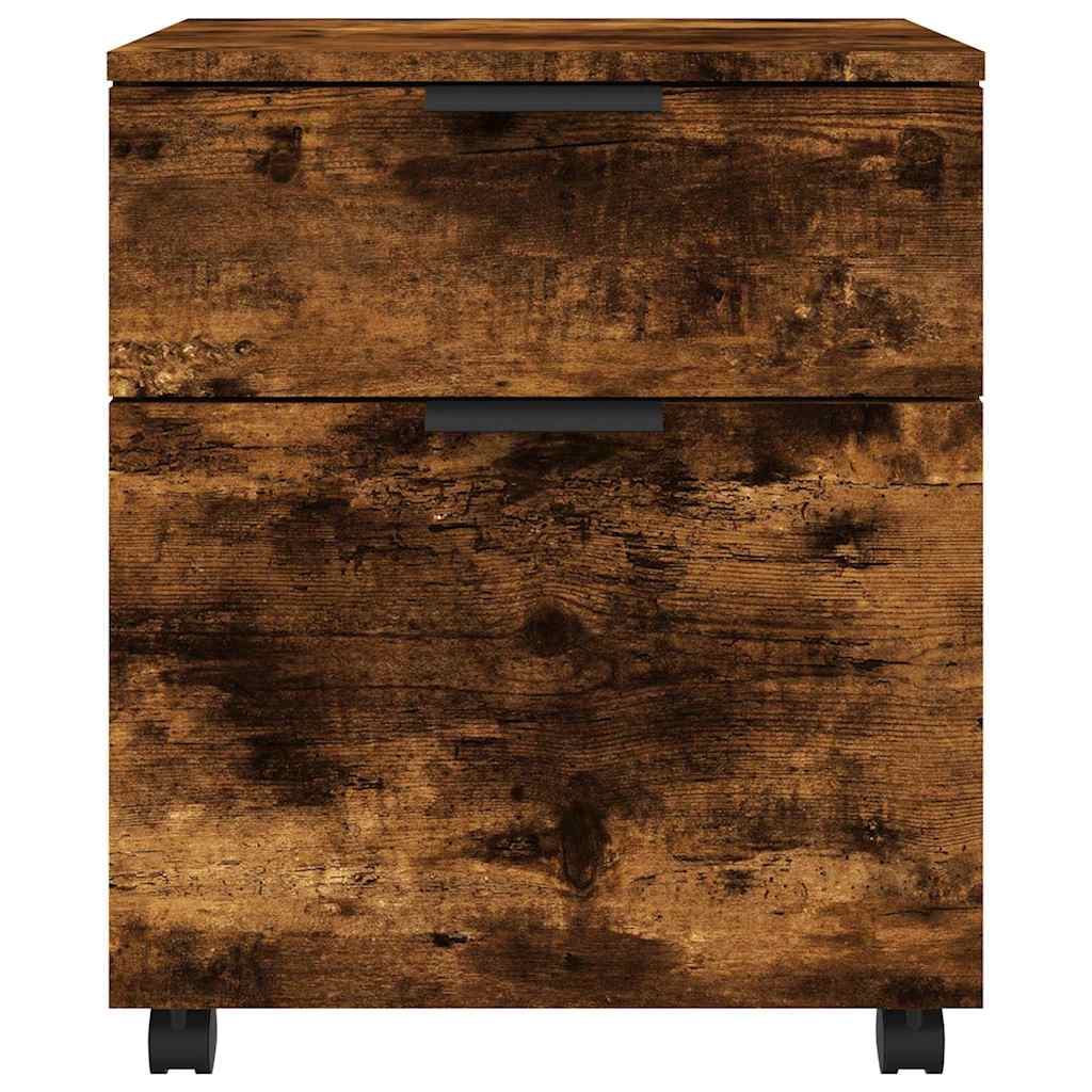 Mobile File Cabinet with Wheels Smoked Oak 45x38x54 cm