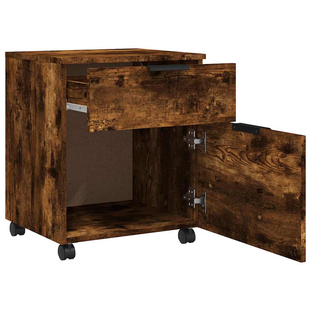 Mobile File Cabinet with Wheels Smoked Oak 45x38x54 cm