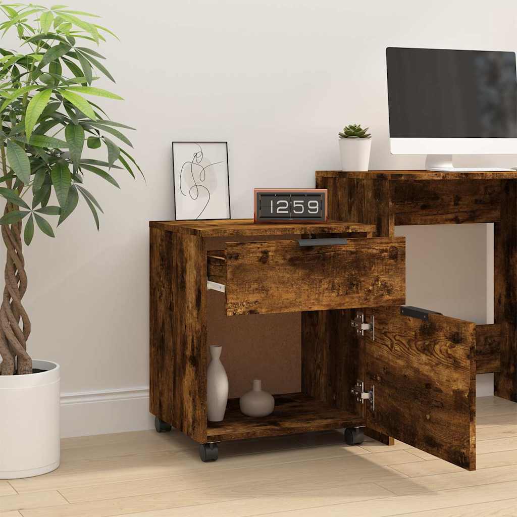 Mobile File Cabinet with Wheels Smoked Oak 45x38x54 cm
