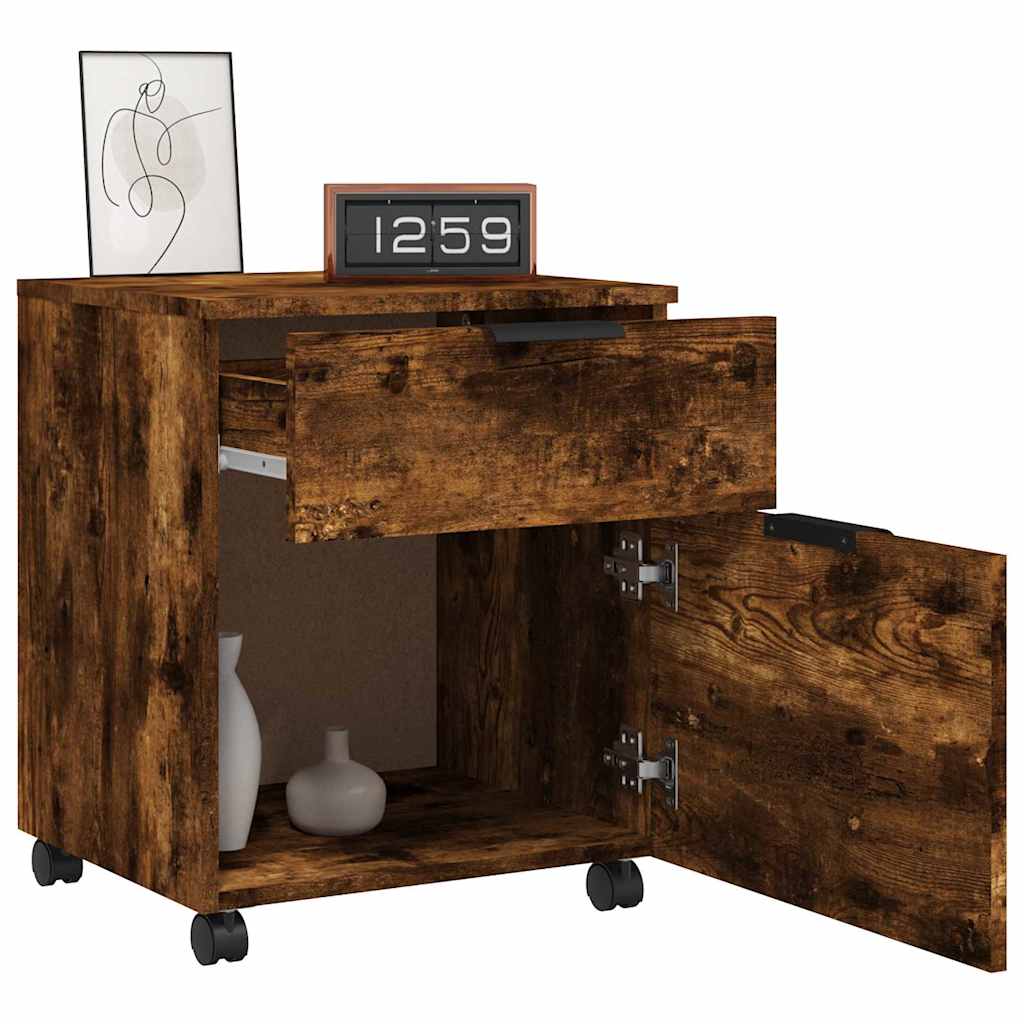 Mobile File Cabinet with Wheels Smoked Oak 45x38x54 cm