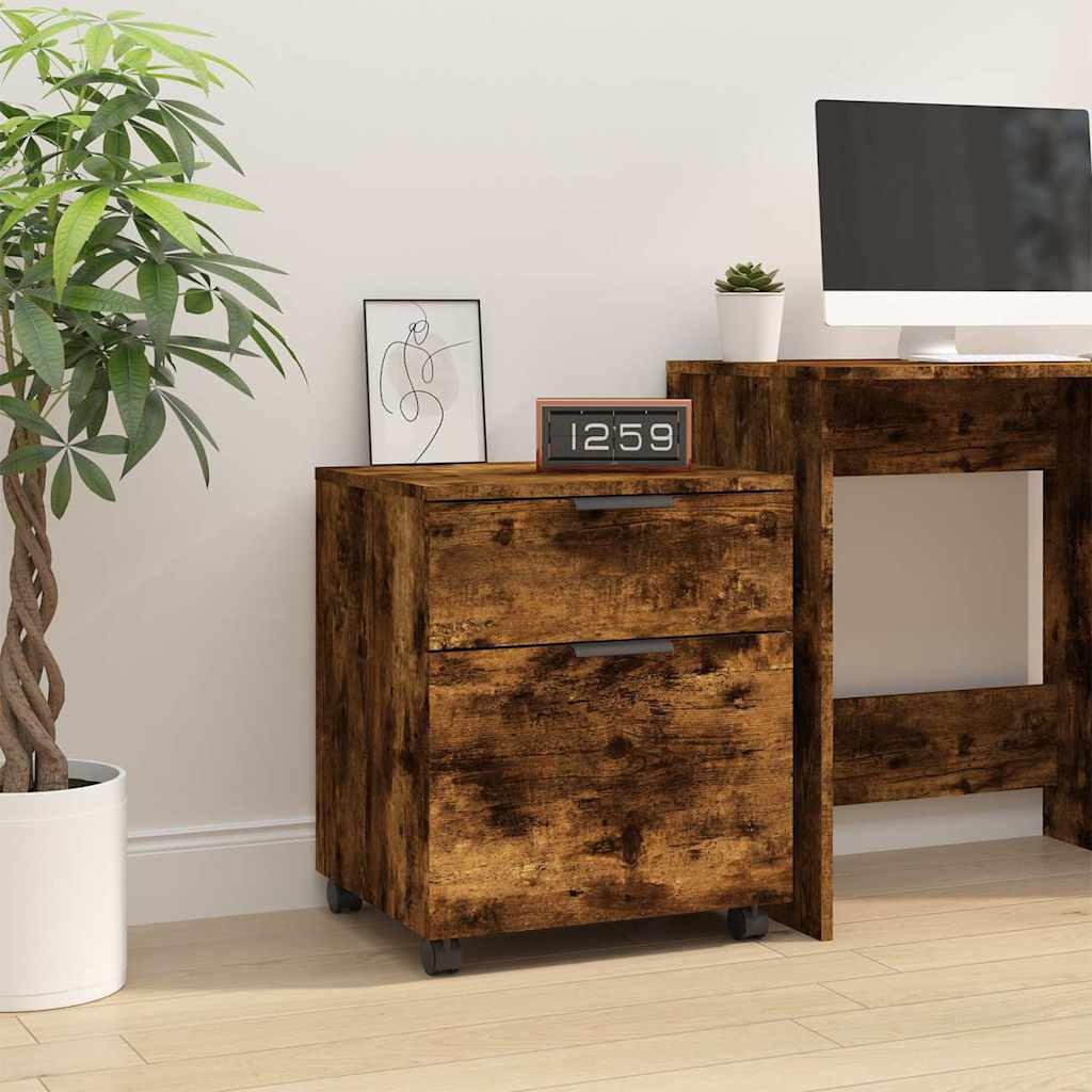Mobile File Cabinet with Wheels Smoked Oak 45x38x54 cm