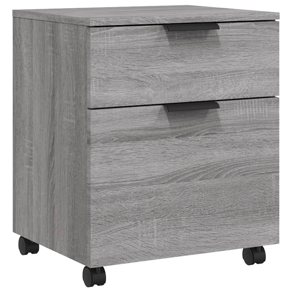 vidaXL Mobile File Cabinet with Wheels Grey Sonoma 45x38x54 cm Engineered Wood