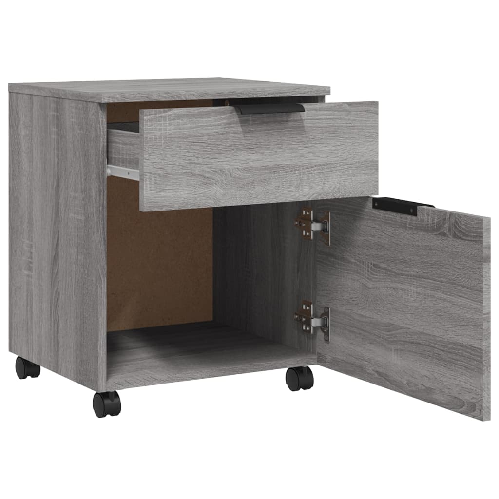 vidaXL Mobile File Cabinet with Wheels Grey Sonoma 45x38x54 cm Engineered Wood