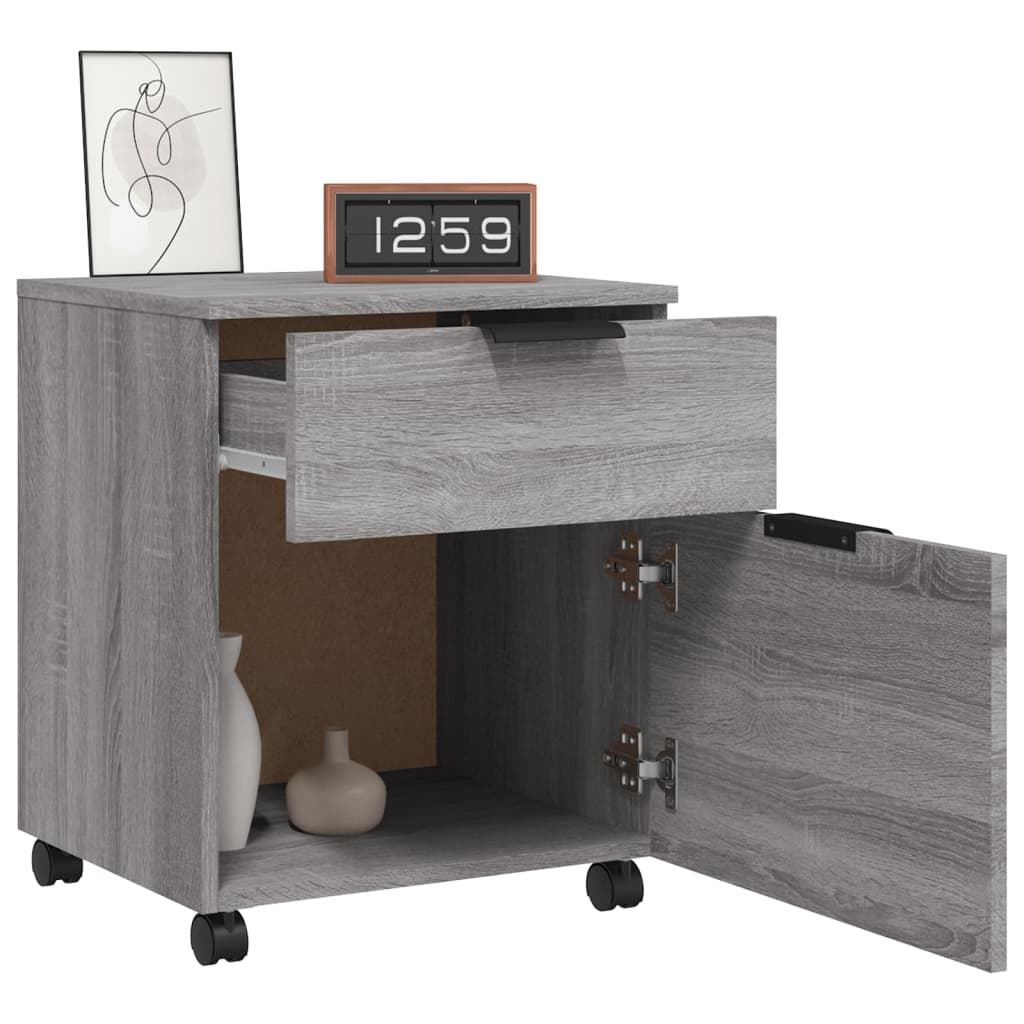 Verrijdbare archiefkast met wielen Sonoma grijs 45x38x54 cm Engineered Wood