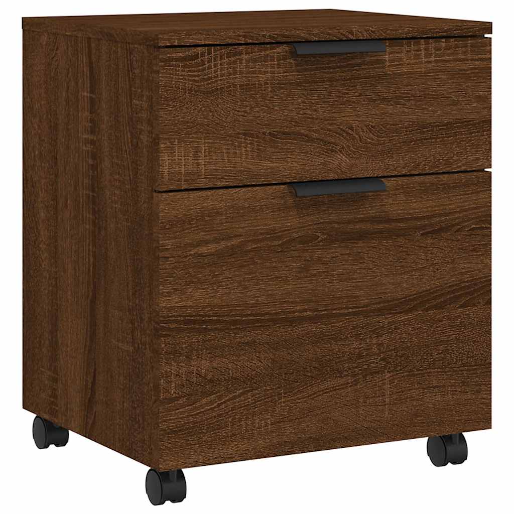 Mobile File Cabinet with Wheels Brown Oak 45x38x54 cm