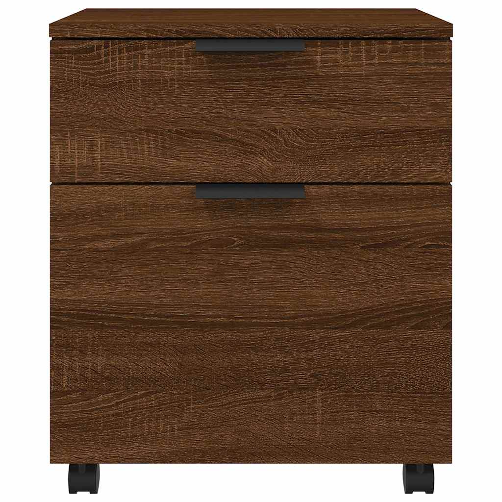 Mobile File Cabinet with Wheels Brown Oak 45x38x54 cm