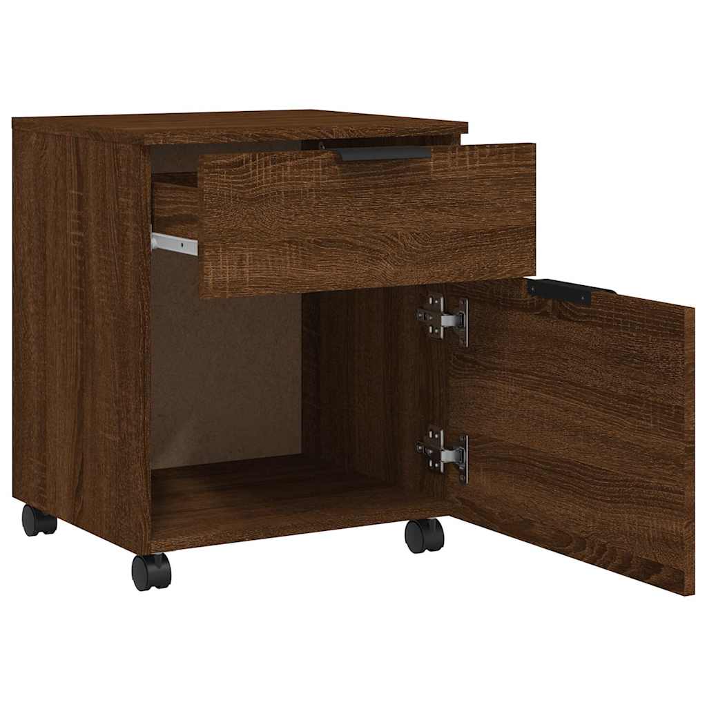 Mobile File Cabinet with Wheels Brown Oak 45x38x54 cm
