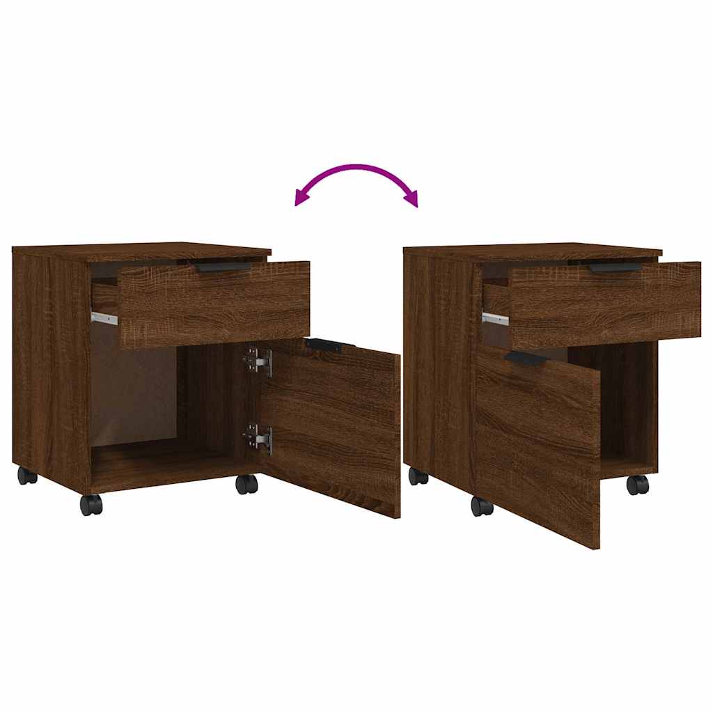 Mobile File Cabinet with Wheels Brown Oak 45x38x54 cm
