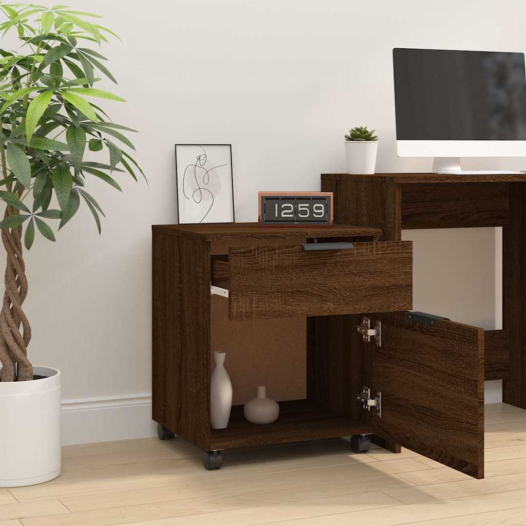 Mobile File Cabinet with Wheels Brown Oak 45x38x54 cm
