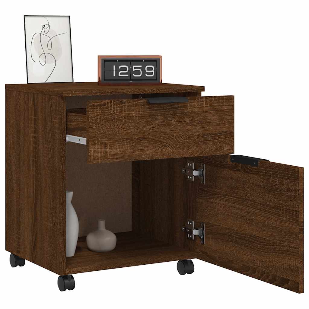 Mobile File Cabinet with Wheels Brown Oak 45x38x54 cm