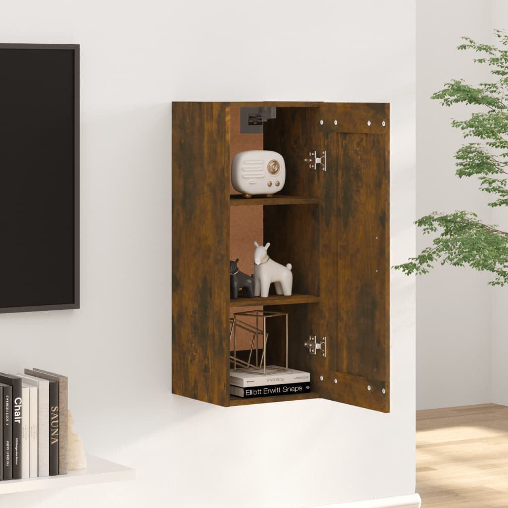 vidaXL Wall Cabinet Smoked Oak 35x34x90 cm Engineered Wood