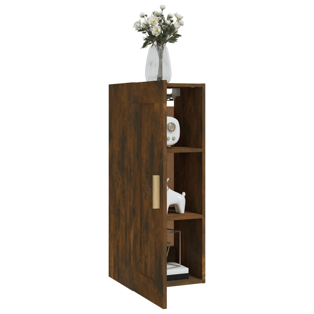 vidaXL Wall Cabinet Smoked Oak 35x34x90 cm Engineered Wood