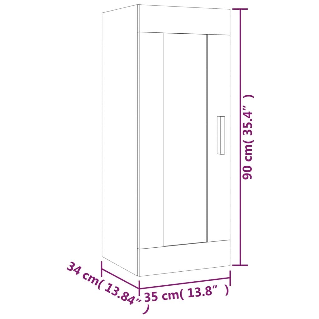 Wandkast Sonoma grijs 35x34x90 cm Engineered Wood