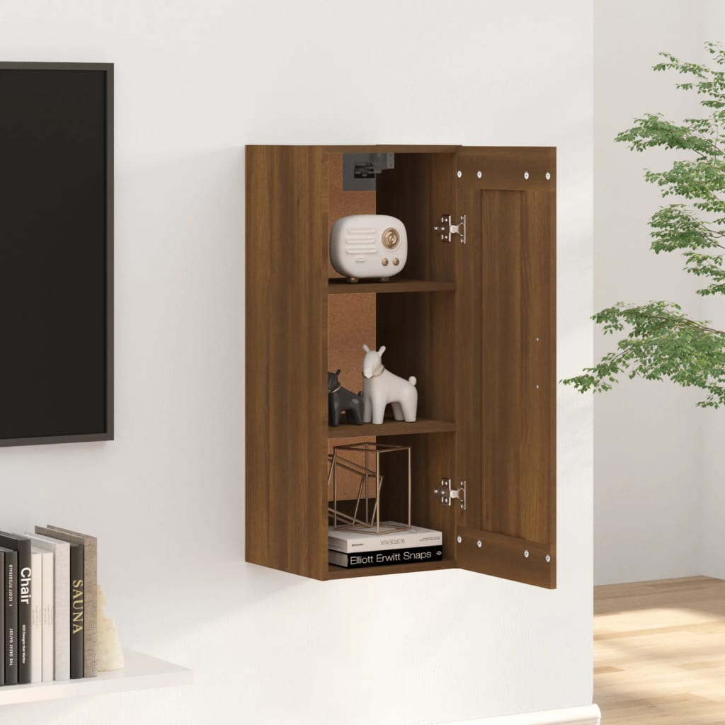 vidaXL Wall Cabinet Brown Oak 35x34x90 cm Engineered Wood