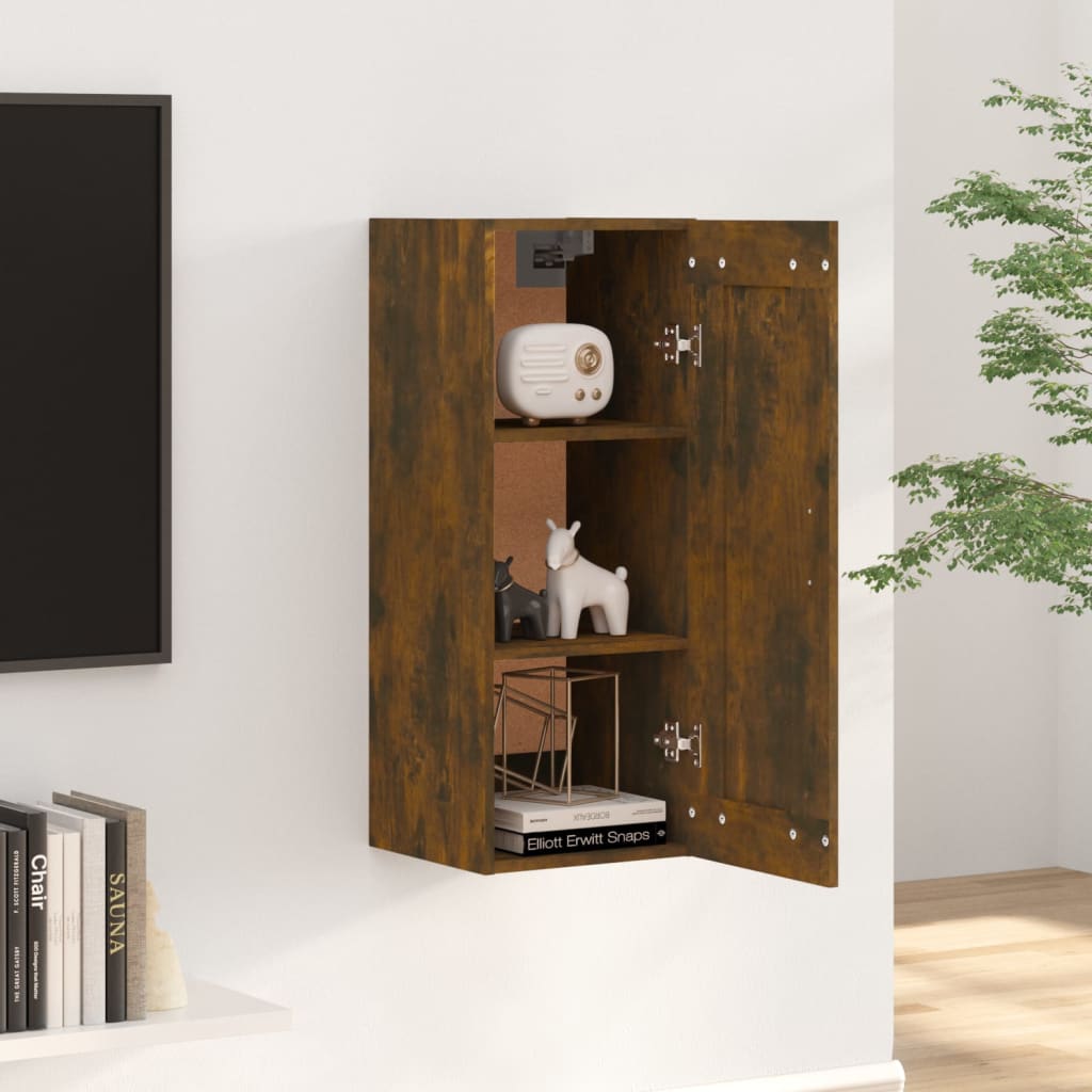 Hanging Cabinet Smoked Oak 35x34x90 cm Engineered Wood
