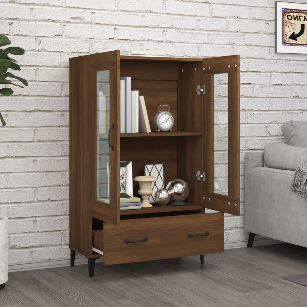 Buffet haut Chêne brun 70x31x115 cm Bois d'ingénierie