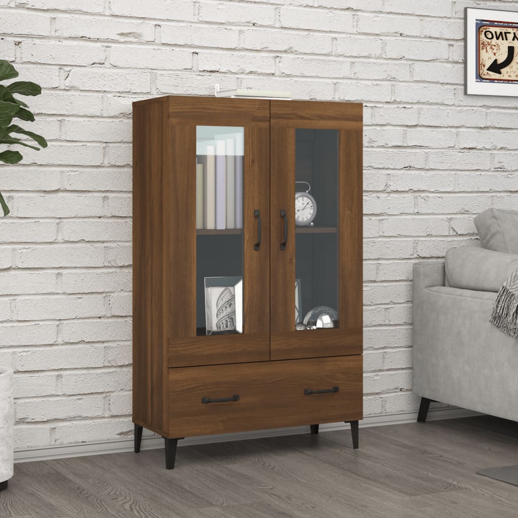 Buffet haut Chêne brun 70x31x115 cm Bois d'ingénierie