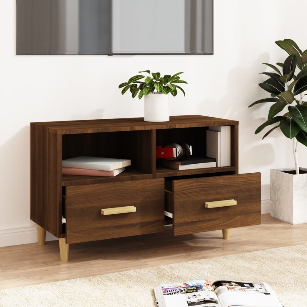 vidaXL TV Cabinet Brown Oak 80x36x50 cm Engineered Wood