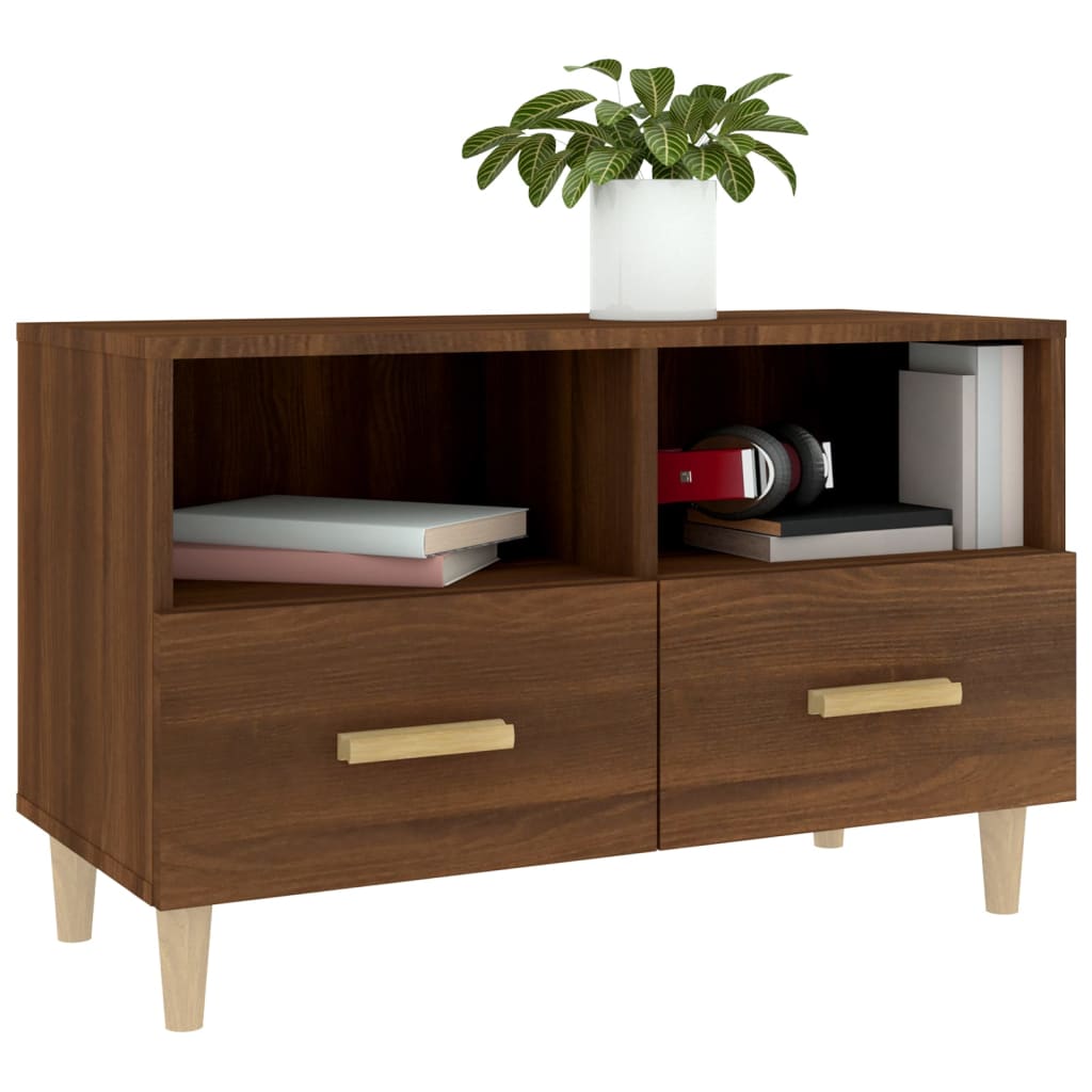 vidaXL TV Cabinet Brown Oak 80x36x50 cm Engineered Wood