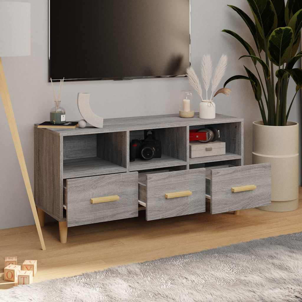 817496 vidaXL TV Cabinet Grey Sonoma 102x36x50 cm Engineered Wood