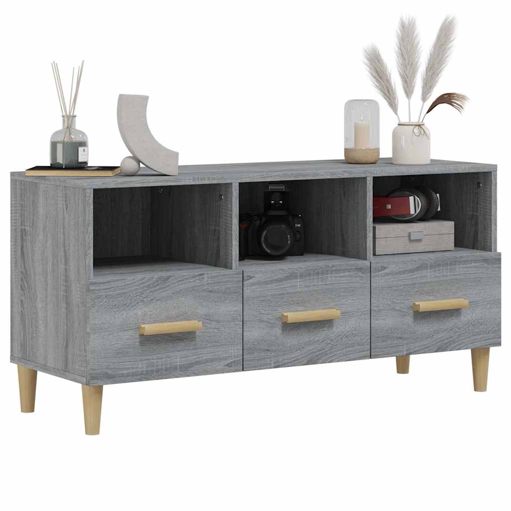 817496 vidaXL TV Cabinet Grey Sonoma 102x36x50 cm Engineered Wood